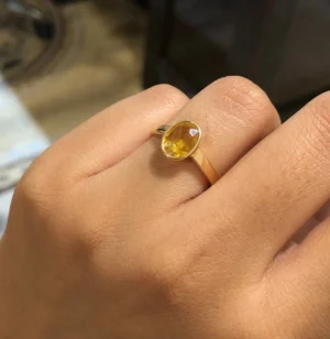 Yellow Sapphire Ring - 24k Gold