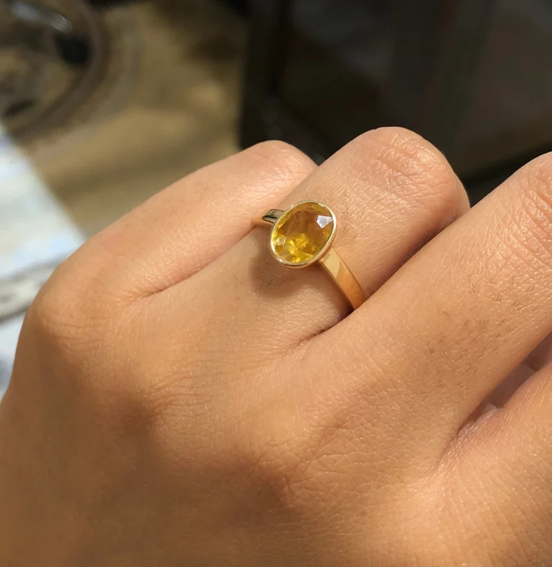 Yellow Sapphire Ring - 24k Gold